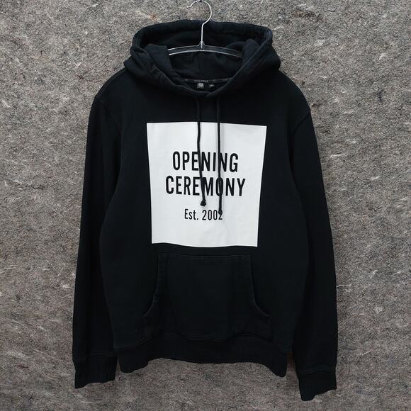 Opening Ceremony Box Logo Hoodie Men's Small Black Pullover Sweatshirt - Picture 1 of 8